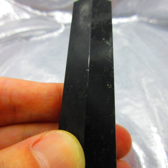 Black Tourmaline Polished Tower Generator Crystal Meditation Tool - Picture 6 of 6